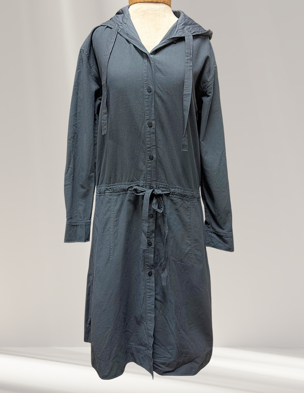 NWT $649 Kristensen du Nord Cotton Velvet Hooded Dress Size 0/S Blue Grey Italy